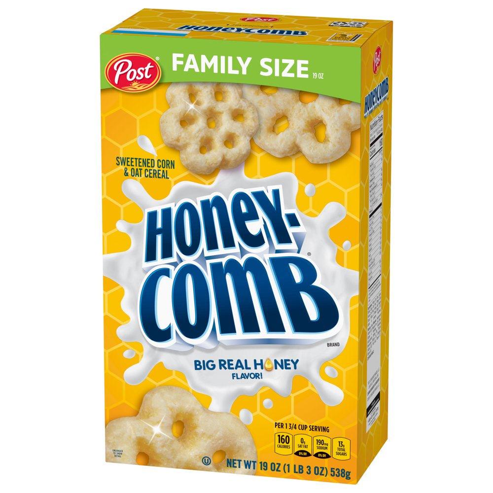 Post Honeycomb Cereal, Honey Flavored Breakfast Cereal, 19 OZ Box