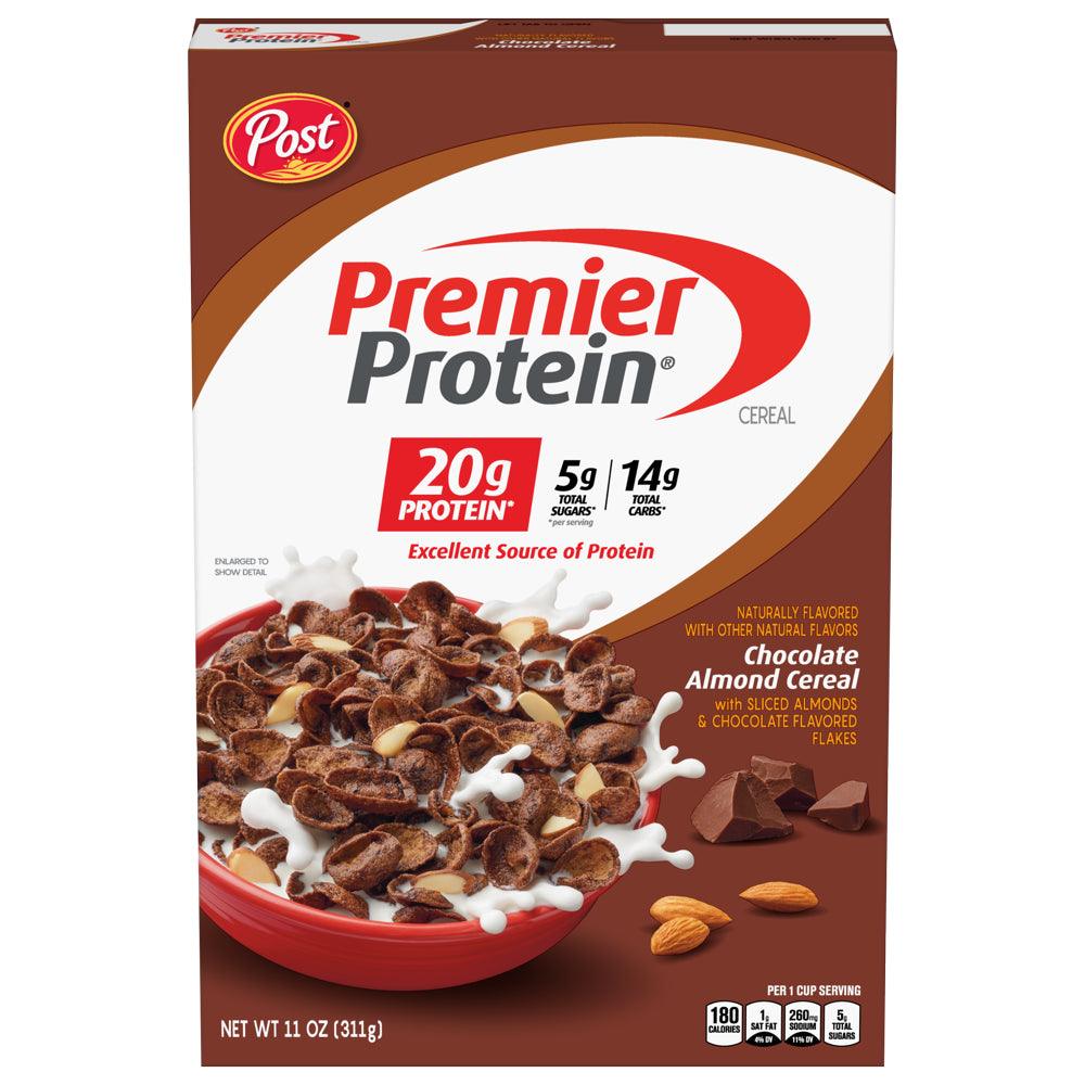 Post Premier Protein Chocolate Almond Cereal, Chocolatey Protein Cereal, 11 OZ Box