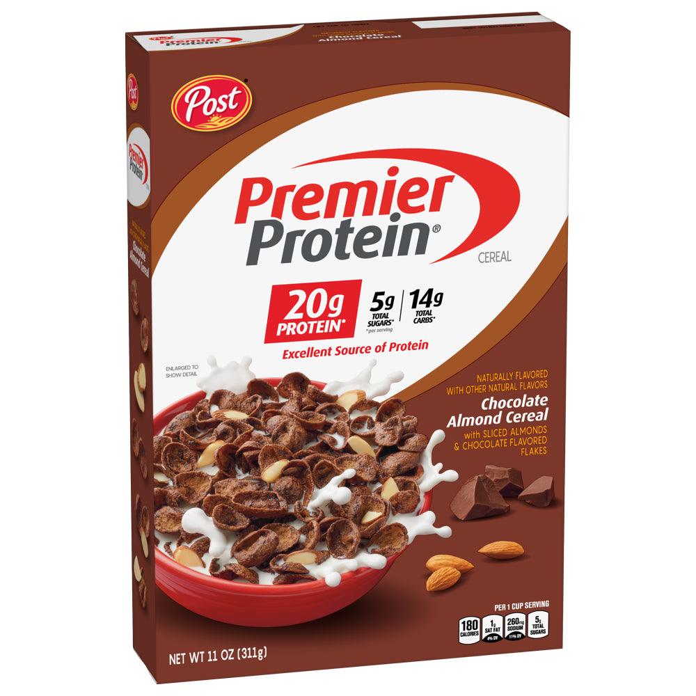 Post Premier Protein Chocolate Almond Cereal, Chocolatey Protein Cereal, 11 OZ Box