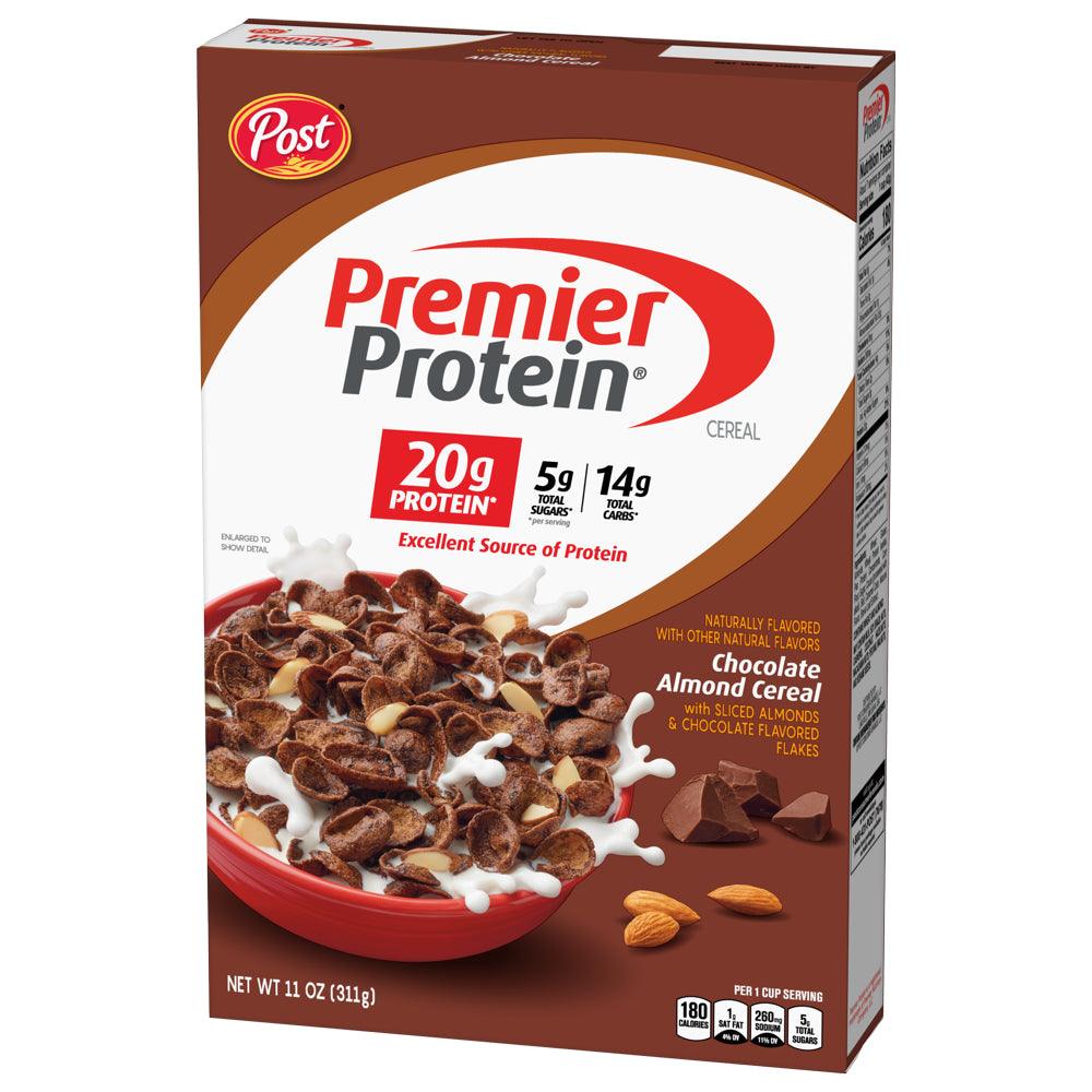 Post Premier Protein Chocolate Almond Cereal, Chocolatey Protein Cereal, 11 OZ Box