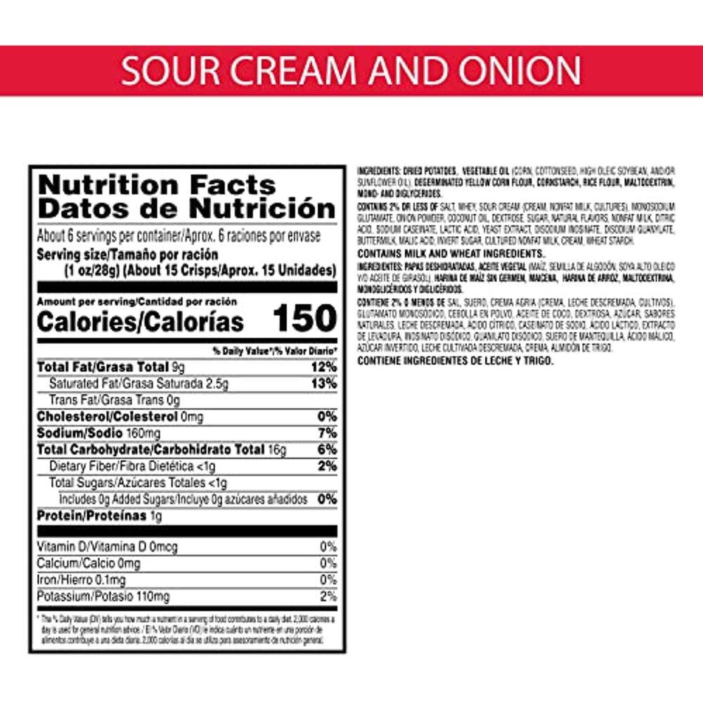 Potato Crisps Chips, Lunch Snacks, on the Go Snacks, Sour Cream and Onion, 5.5Oz Can (1 Can)