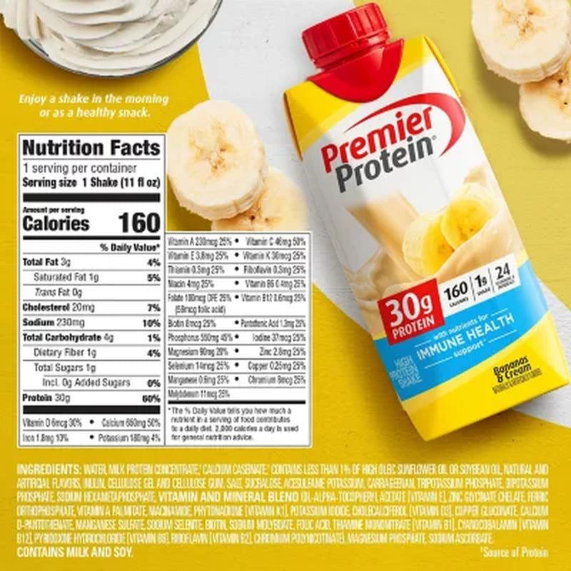 Premier Protein 30G. High Protein Shake, Bananas & Cream (11 Fl. Oz., 15 Pk.)