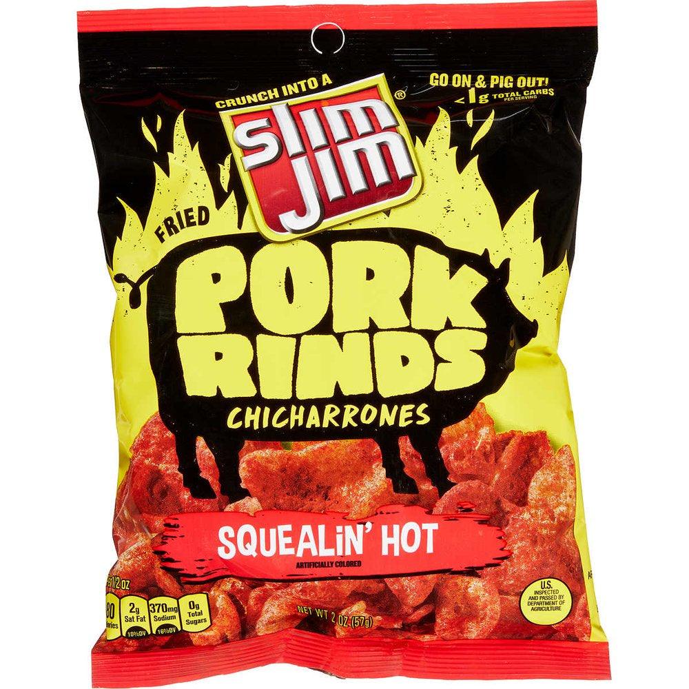 (Price/Case) Pork Rinds Squealin' Hot Fried Snacks 2 Oz. Bag 12-Count