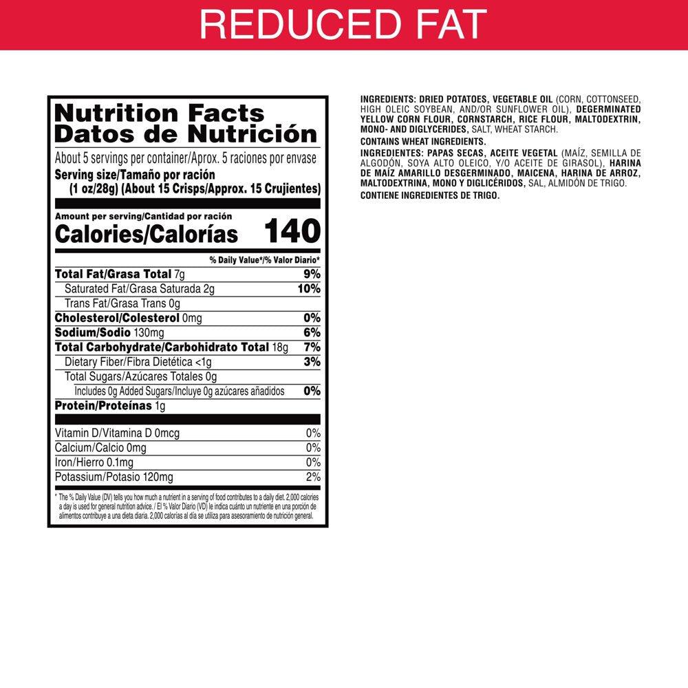 Pringles Reduced Fat Original Potato Crisps Chips, 4.9 Oz