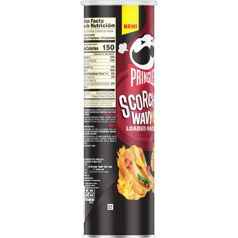 Pringles Scorchin' Wavy Loaded Nachos Potato Crisps Chips, 4.8 Oz