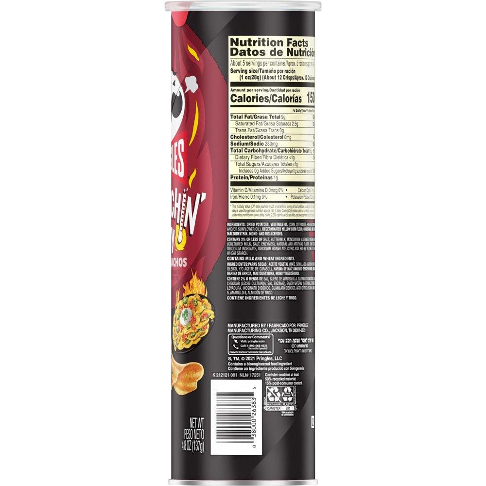 Pringles Scorchin' Wavy Loaded Nachos Potato Crisps Chips, 4.8 Oz