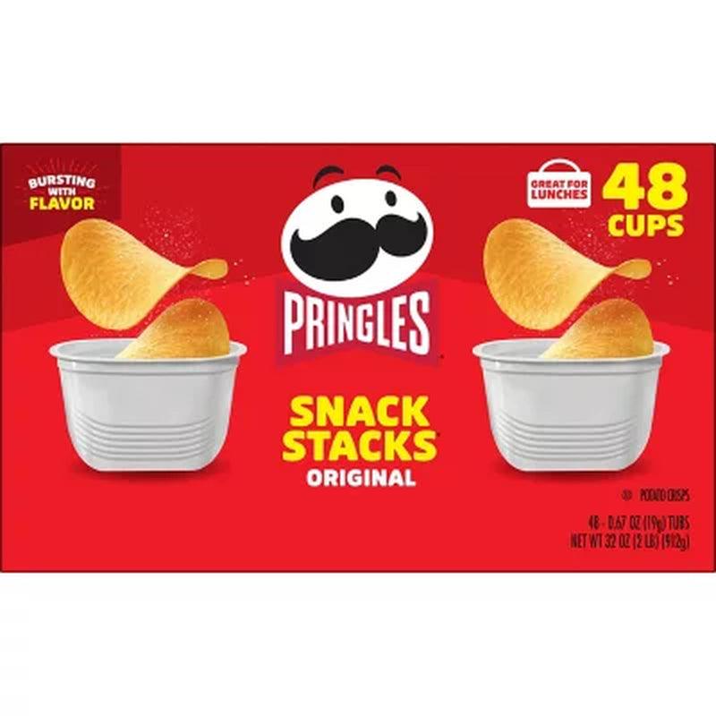 Pringles Snack Stacks Potato Crisps Chips, Original Flavor (0.67 Oz., 48 Ct.)