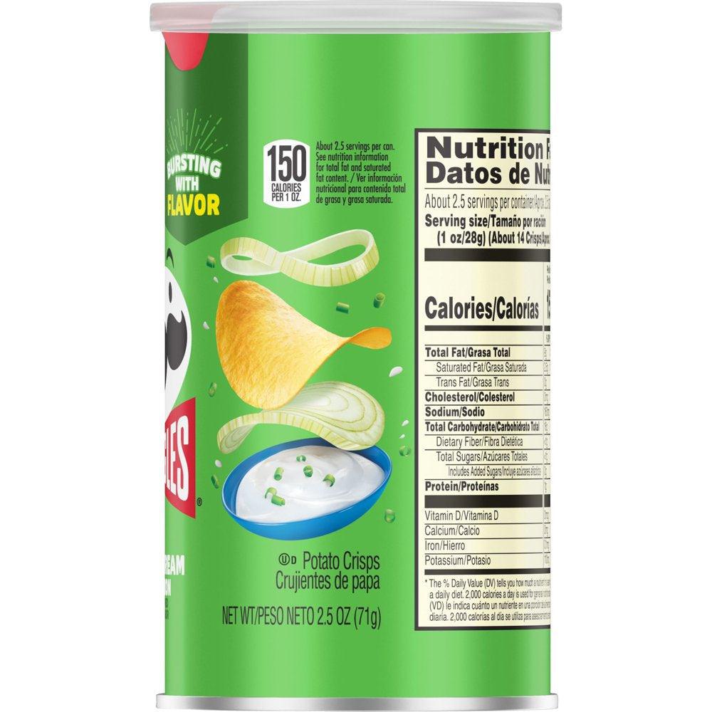 Pringles Sour Cream and Onion Potato Crisps Chips, 2.5 Oz