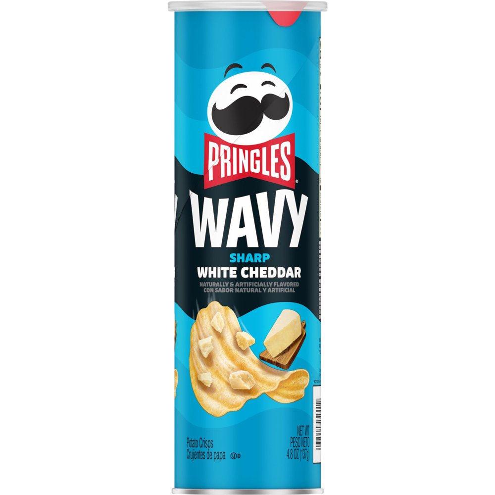 Pringles Wavy Sharp White Cheddar Potato Crisps Chips, 4.8 Oz