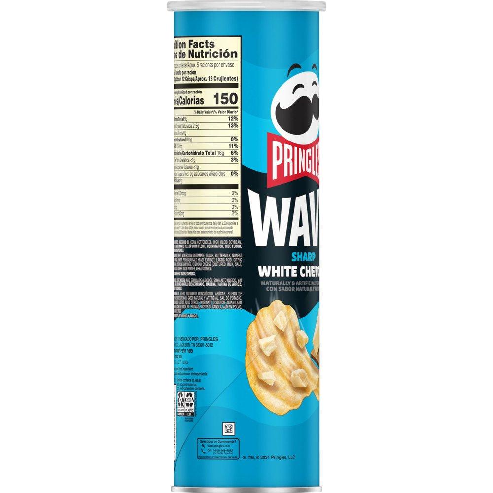 Pringles Wavy Sharp White Cheddar Potato Crisps Chips, 4.8 Oz