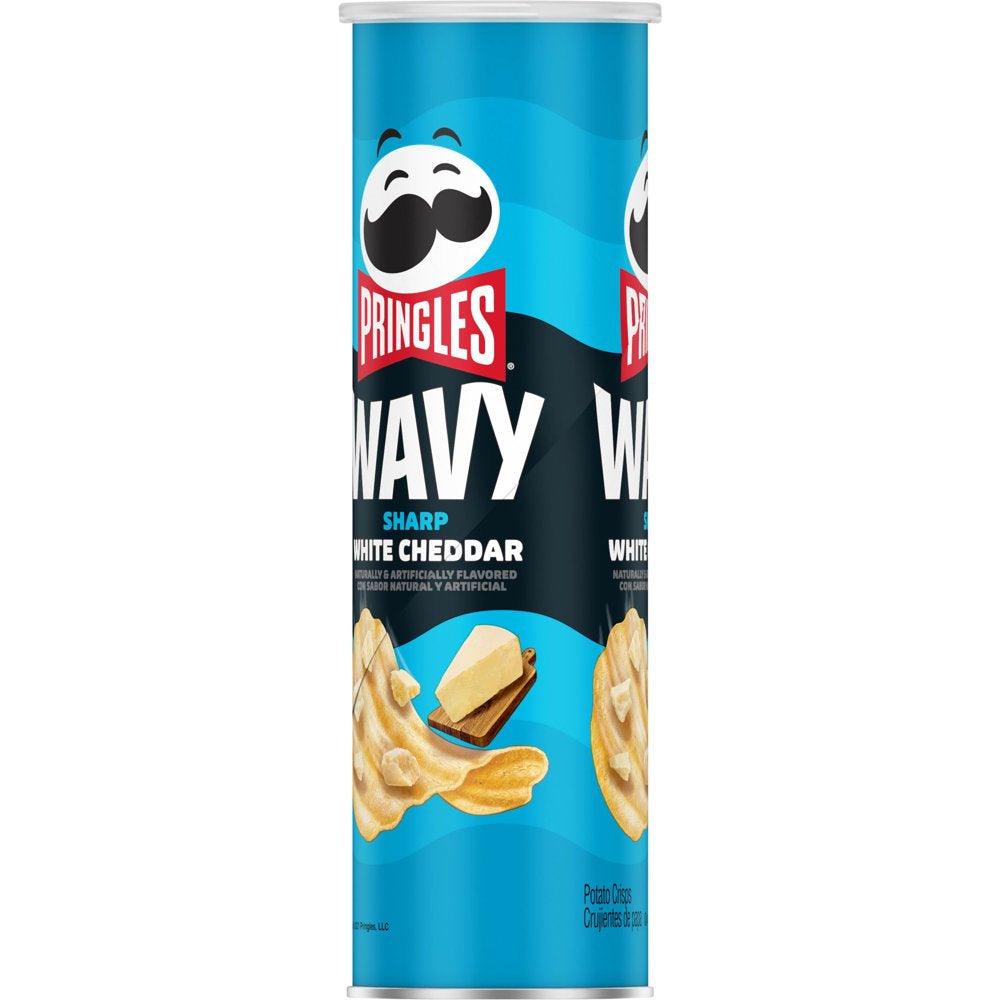 Pringles Wavy Sharp White Cheddar Potato Crisps Chips, 4.8 Oz