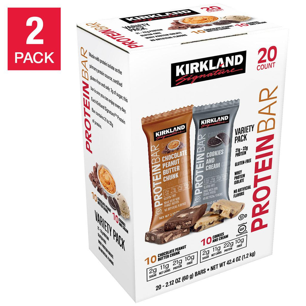 Protein Bars Chocolate Peanut Butter Chunk & Cookies and Cream Pack 20-Count, 2-Pack