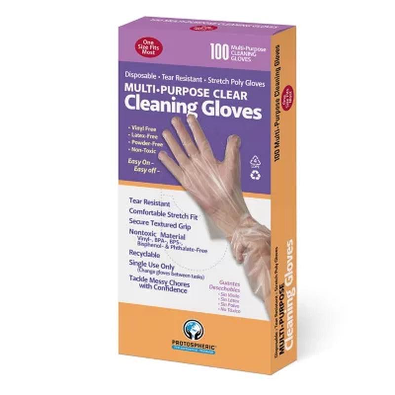 Protospheric Disposable Multi-Purpose Cleaning Gloves, Clear (100 Ct./Box)