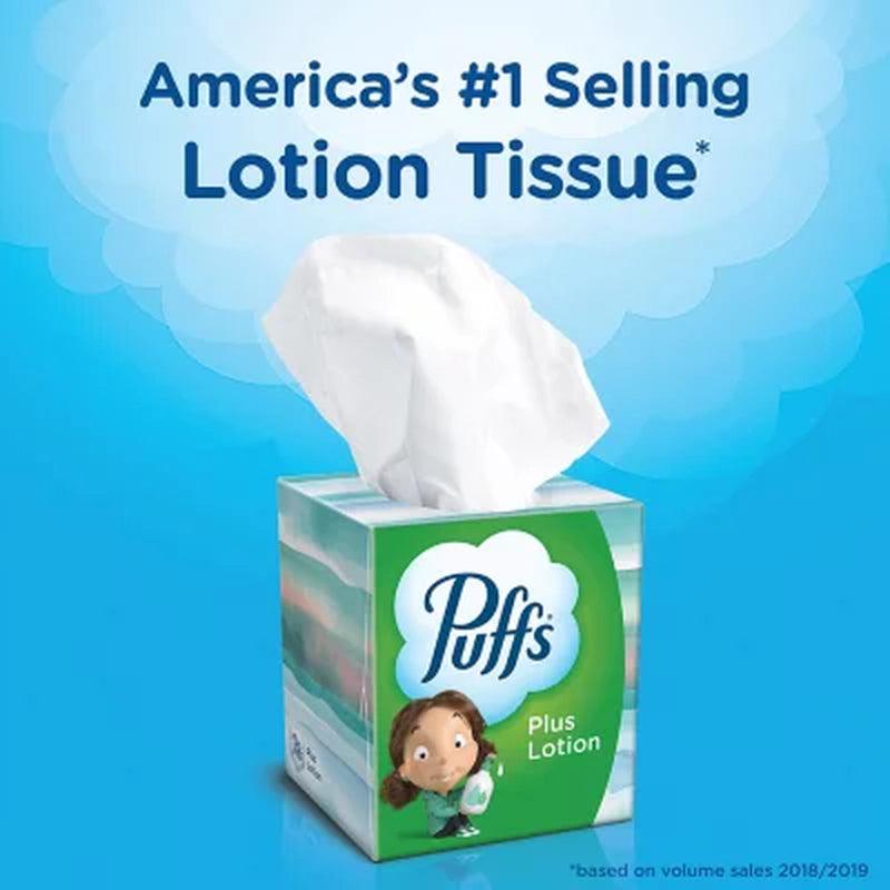 Puffs plus Lotion 2-Ply Facial Tissues, Cube Boxes (72 Tissues/Box, 12 Boxes)