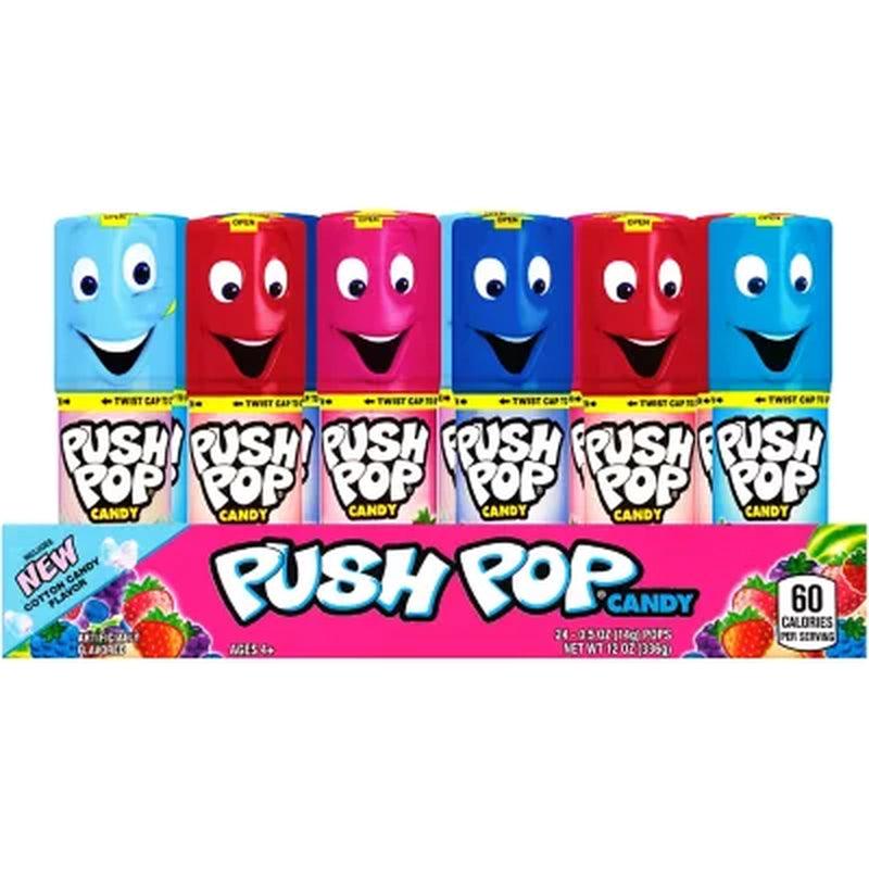 Push Pop Candy Assortment, Blue Raspberry, Watermelon, Strawberry, Cotton Candy and Mystery Flavors (24 Pk.)