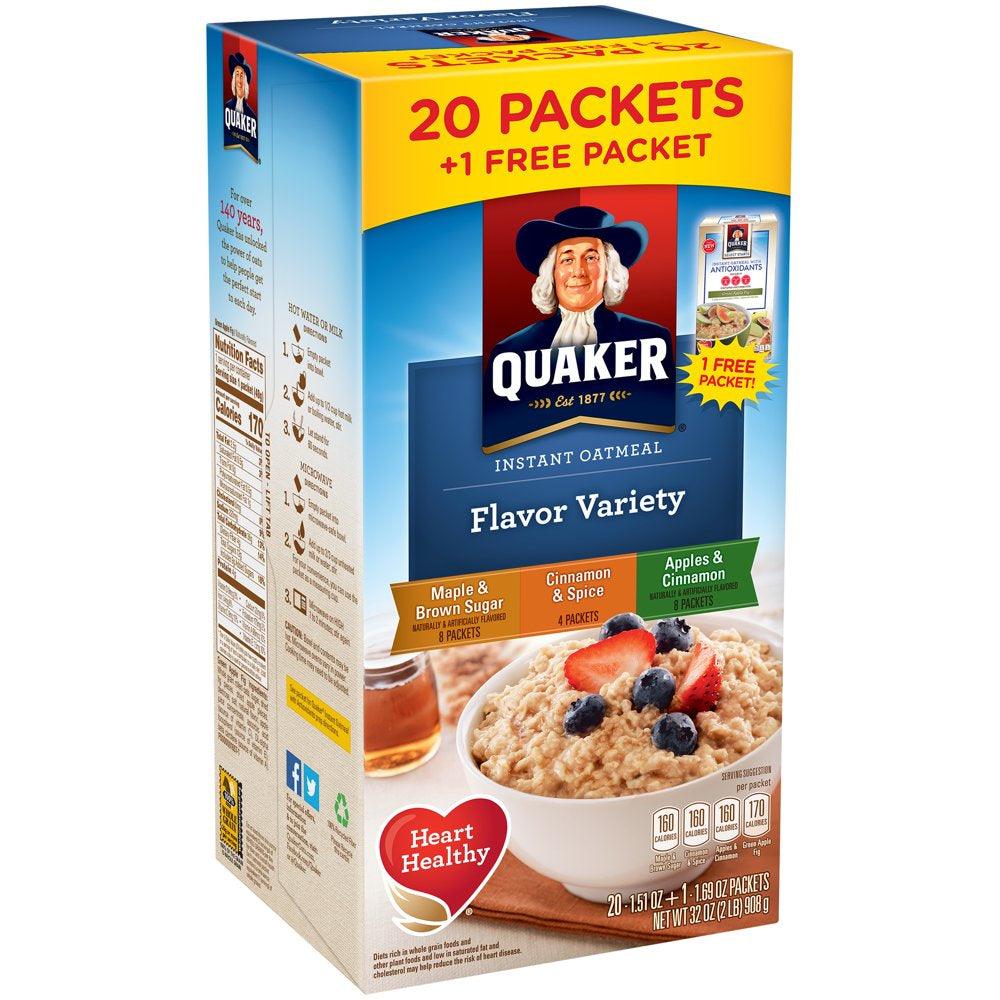 Quaker Flavor Variety Instant Oatmeal 20-1.51 Oz. Packets