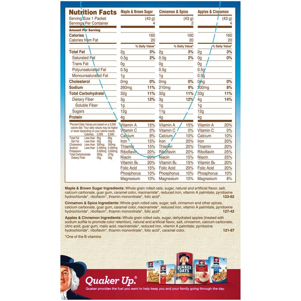 Quaker, Instant Oatmeal, 3 Flavor Variety Pack, 15.1 Oz, 10 Pack