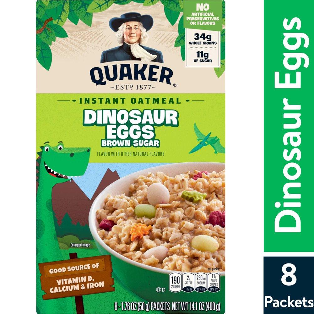 Quaker Instant Oatmeal, Dinosaur Eggs & Brown Sugar, 1.76 Oz, 8 Packets