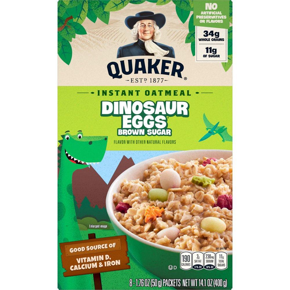 Quaker Instant Oatmeal, Dinosaur Eggs & Brown Sugar, 1.76 Oz, 8 Packets