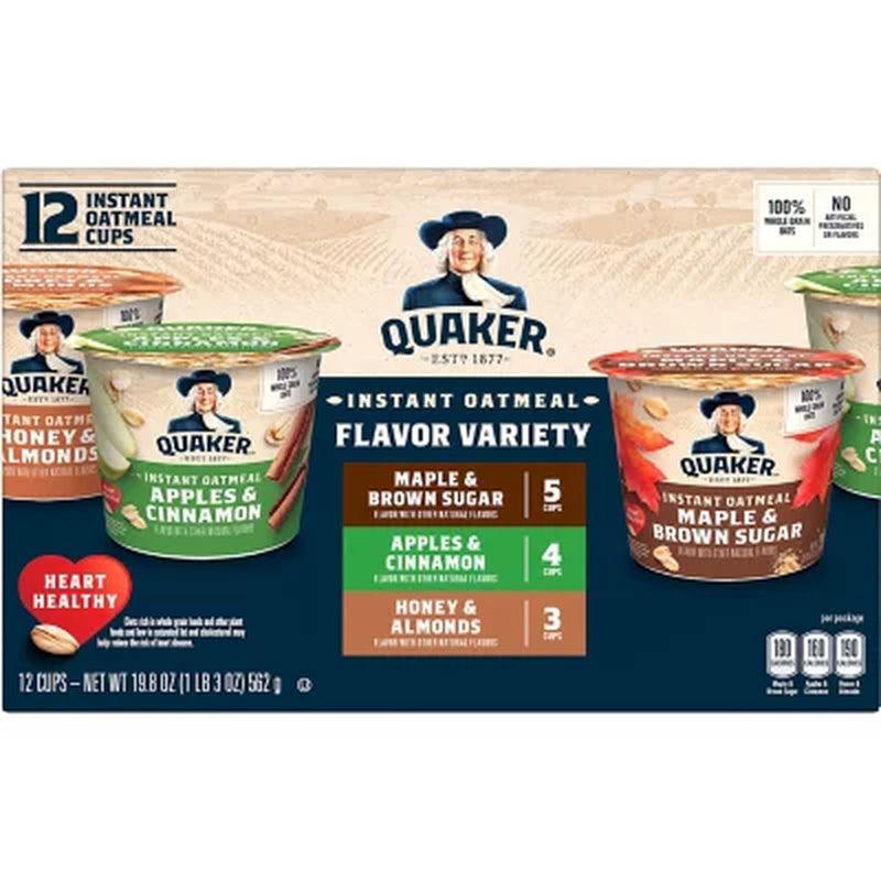 Quaker Instant Oatmeal Express Cups, Variety Pack (1.68 Oz., 12 Pk.)