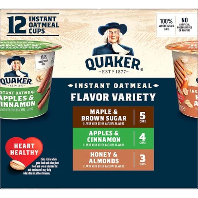 Quaker Instant Oatmeal Express Cups, Variety Pack (1.68 Oz., 12 Pk.)