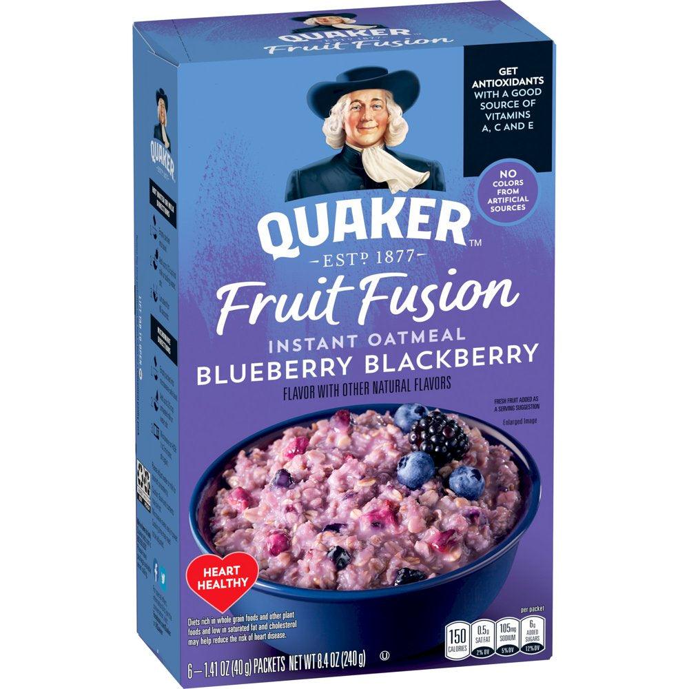 Quaker Instant Oatmeal, Fruit Fusion Blueberry Blackberry, 8.4 Oz, 6 Packets