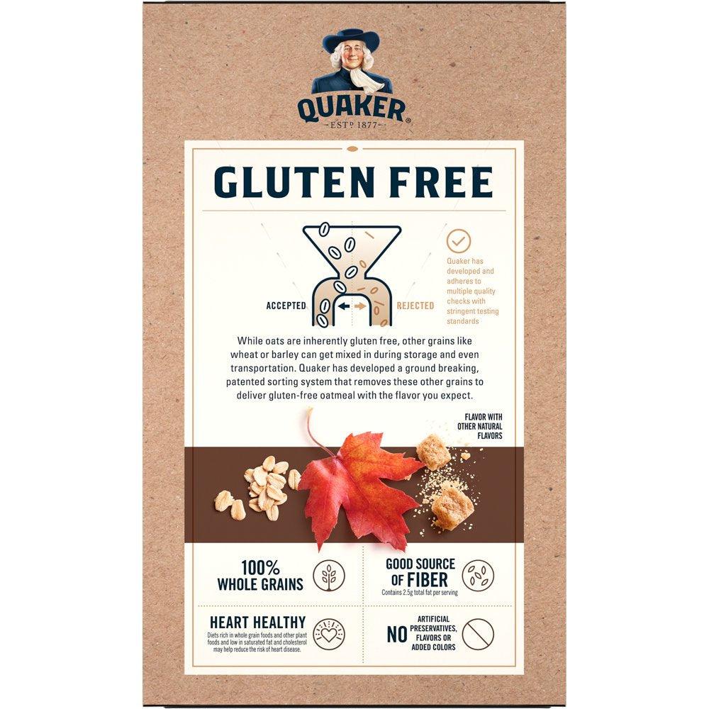 Quaker, Instant Oatmeal, Gluten Free, Maple & Brown Sugar, 1.51 Oz, 8 Packets