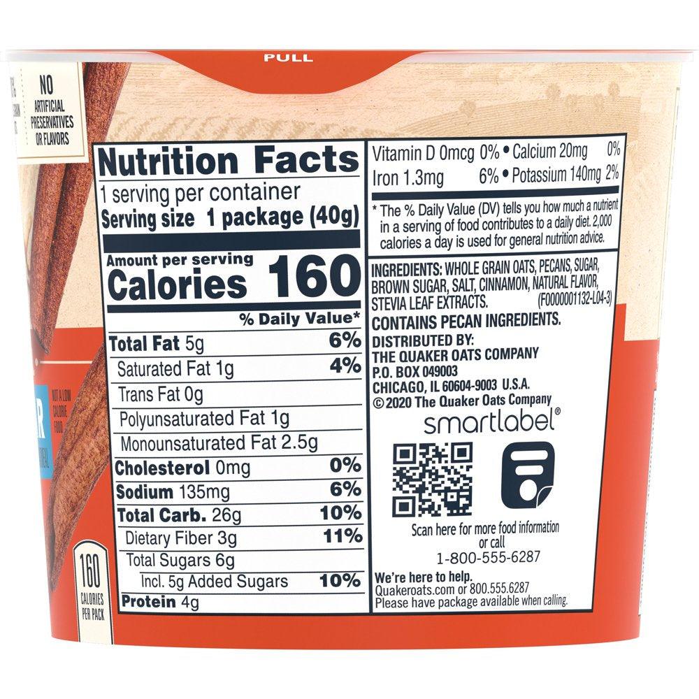 Quaker, Instant Oatmeal, Low Sugar, Cinnamon & Pecan, 1.41 Oz