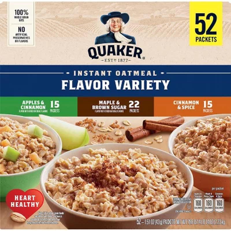 Quaker Instant Oatmeal Variety Pack (52 Pk.)