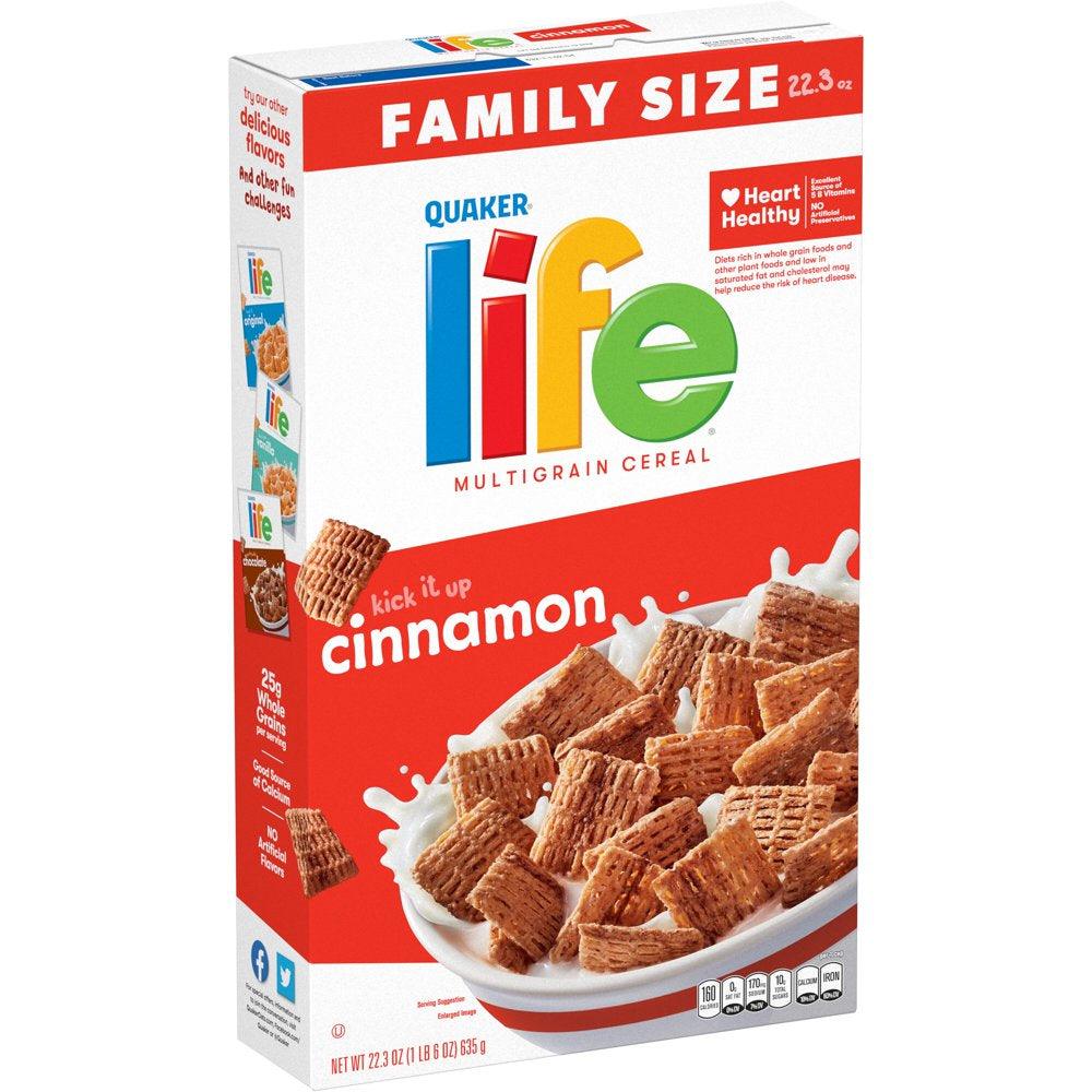 Quaker Life Multigrain Cereal Cinnamon, Family Size, 22.3 Oz