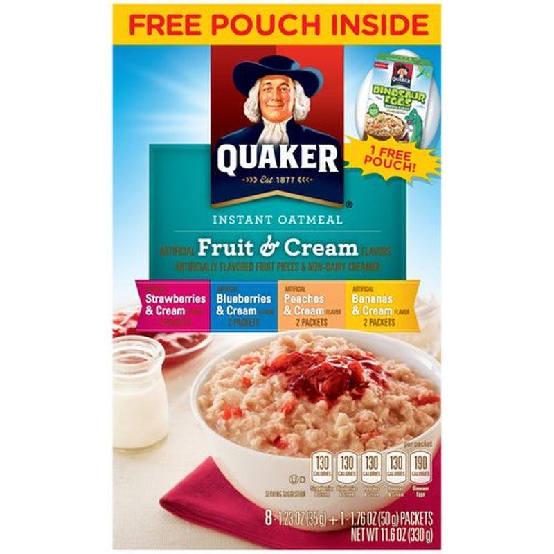 Quaker Quaker Fruit & Cream Instant Oatmeal Variety Pack, 1.23 Oz, 8 Count