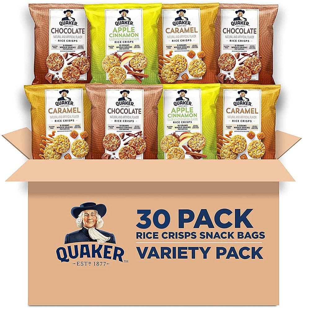 Quaker Rice Crisps, Variety Pack, Gluten Free, 0.91 Oz Bags, 30 Count