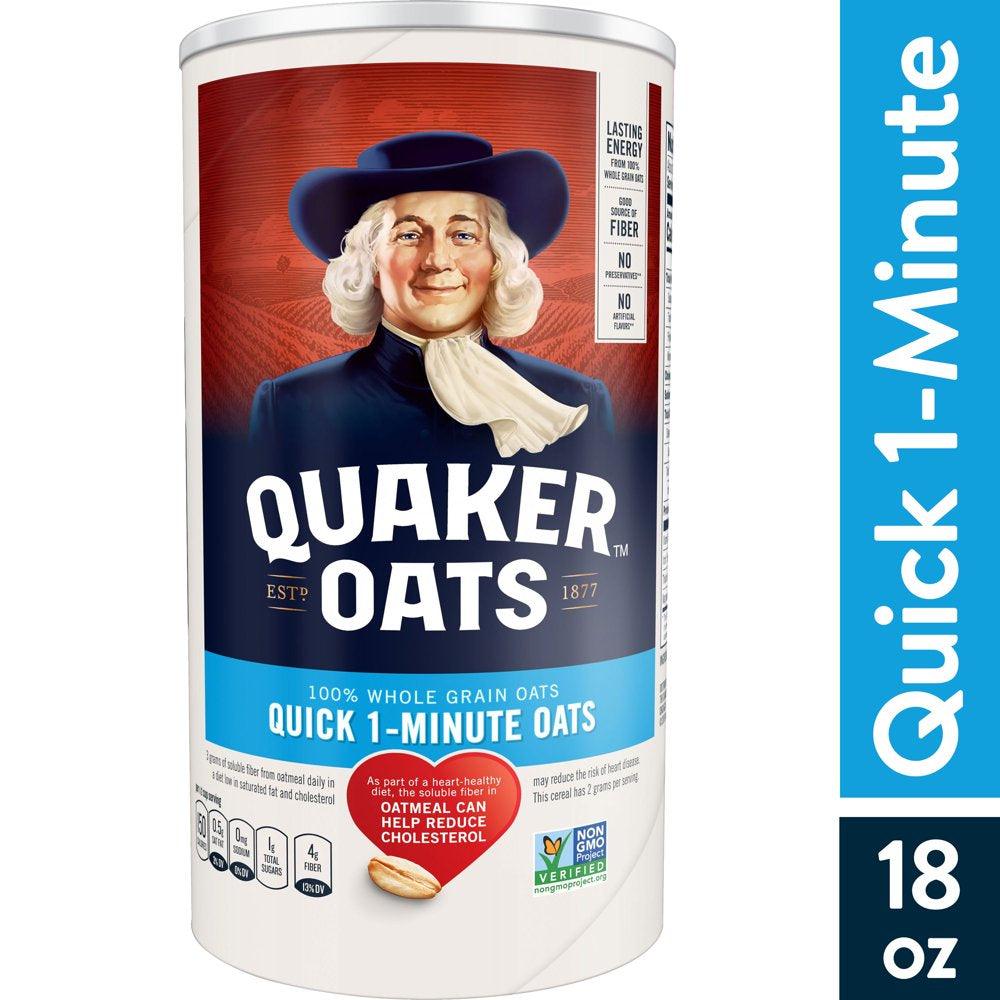 Quaker Whole Grain Oats, Quick 1-Minute Oats, 18 Oz