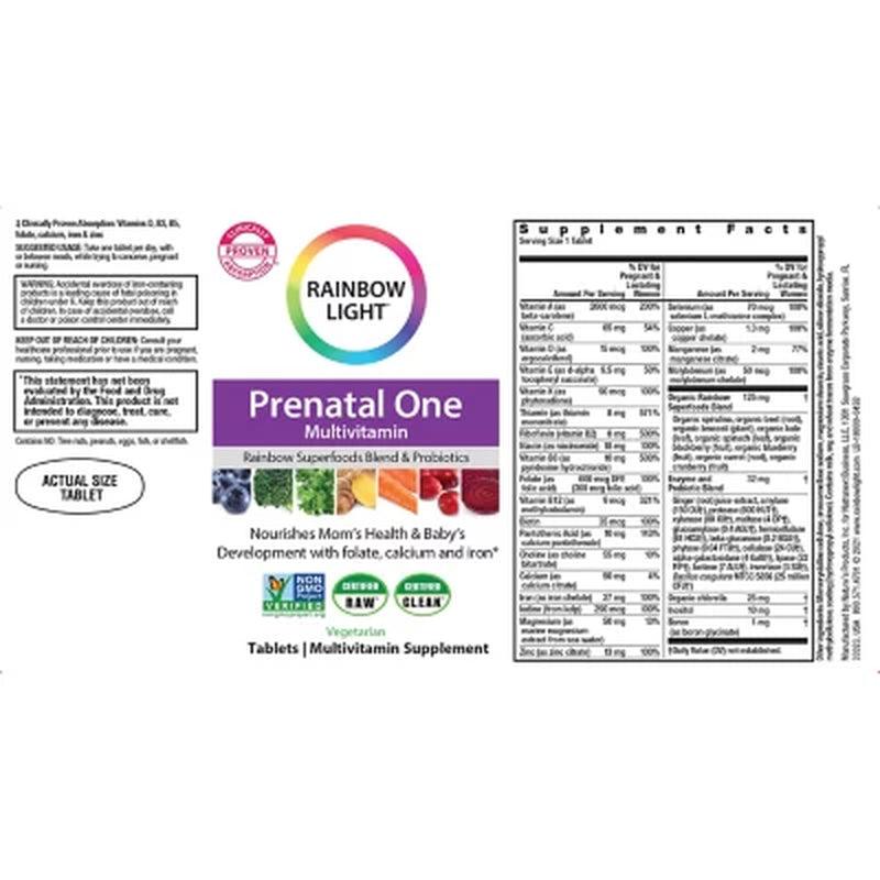 Rainbow Light Prenatal One Non-Gmo Project Verified Multivitamin Tablet plus Superfoods & Probiotics (180 Ct.)