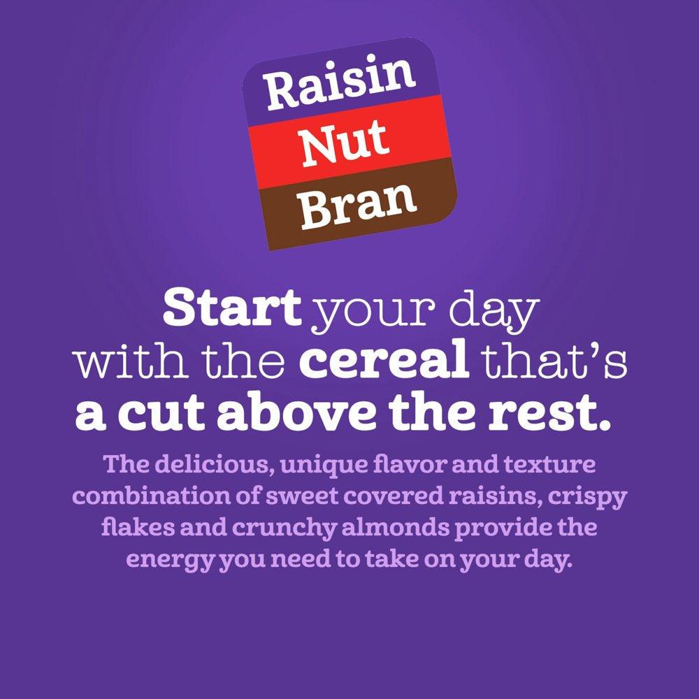 Raisin Nut Bran Cereal, High Fiber Cereal Made with Whole Grain, 20.8 Oz