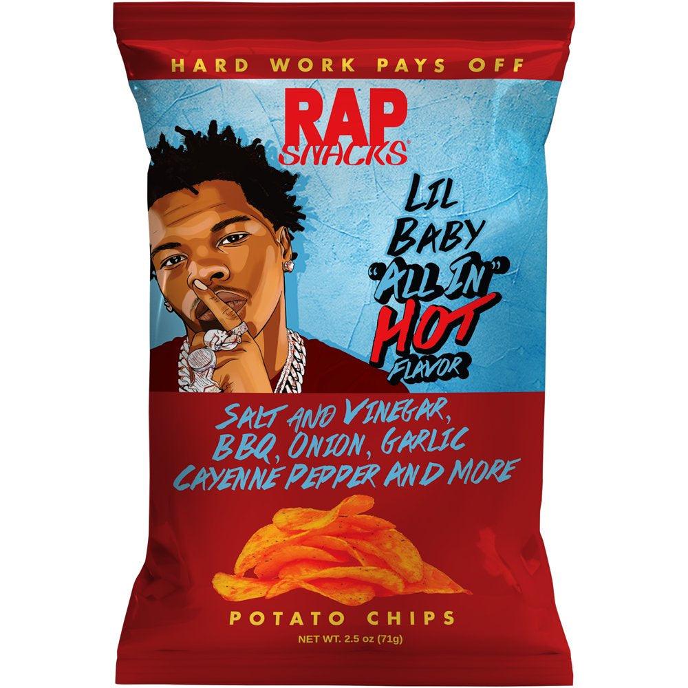 Rap Snacks Lil Baby "All In" Hot Potato Snack Chips, 2.5 Oz Bag