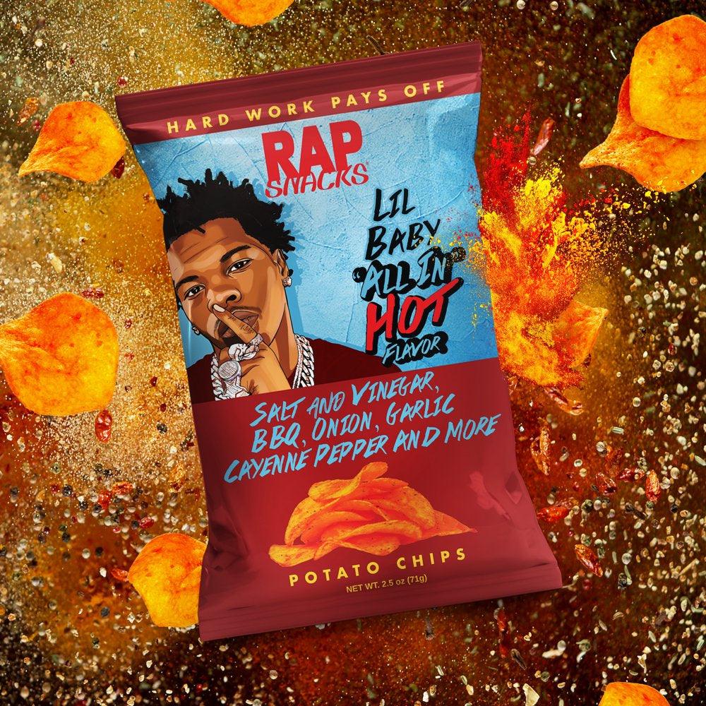 Rap Snacks Lil Baby "All In" Hot Potato Snack Chips, 2.5 Oz Bag