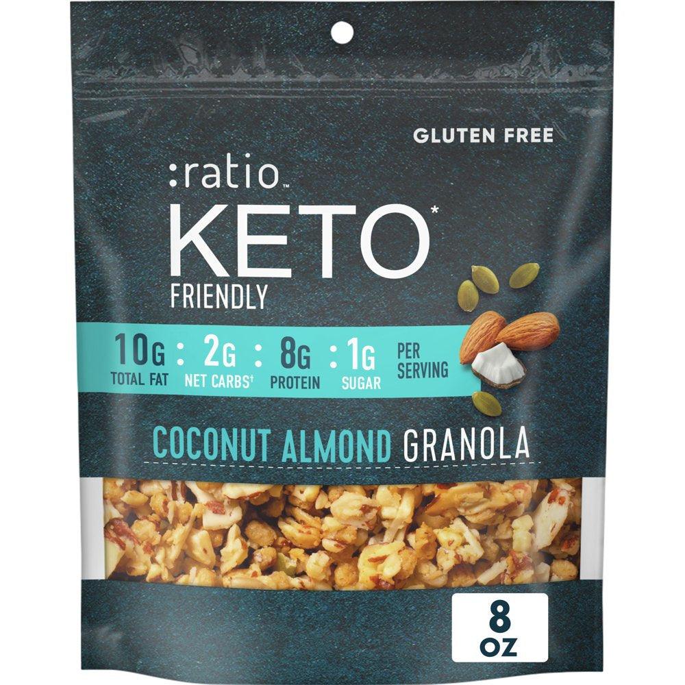 :Ratio Keto Friendly Coconut Almond Granola Cereal, 8 OZ Cereal Bag