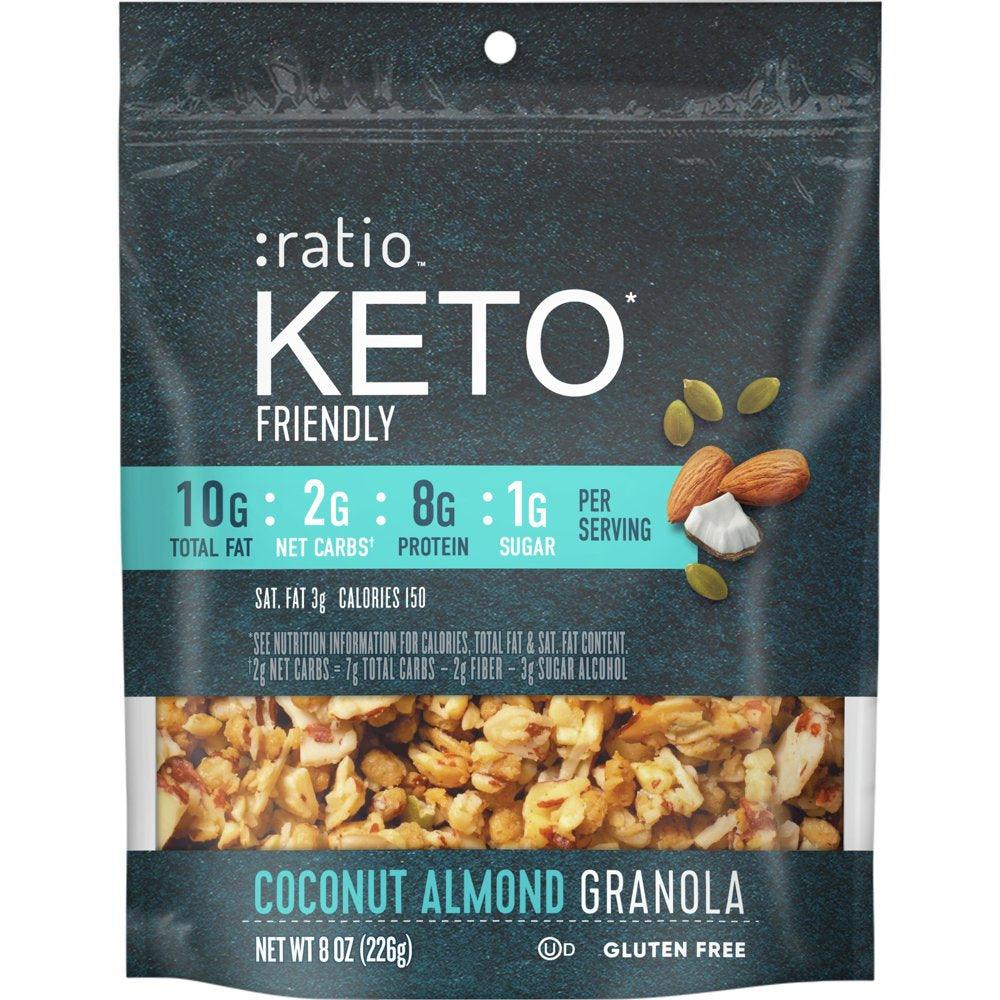 :Ratio Keto Friendly Coconut Almond Granola Cereal, 8 OZ Cereal Bag