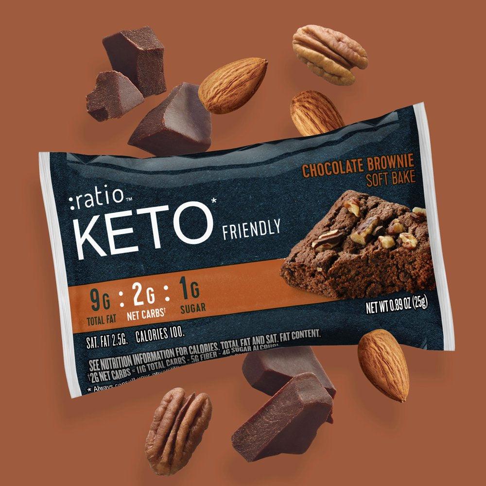 :Ratio KETO Friendly Soft Baked Bars, Chocolate Brownie, Keto Snacks, 6 Ct