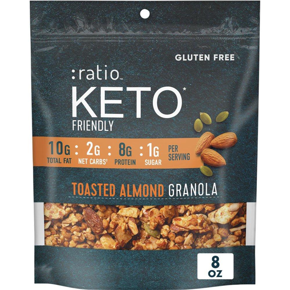 :Ratio Keto Friendly Toasted Almond Granola Cereal, 8 OZ Cereal Bag