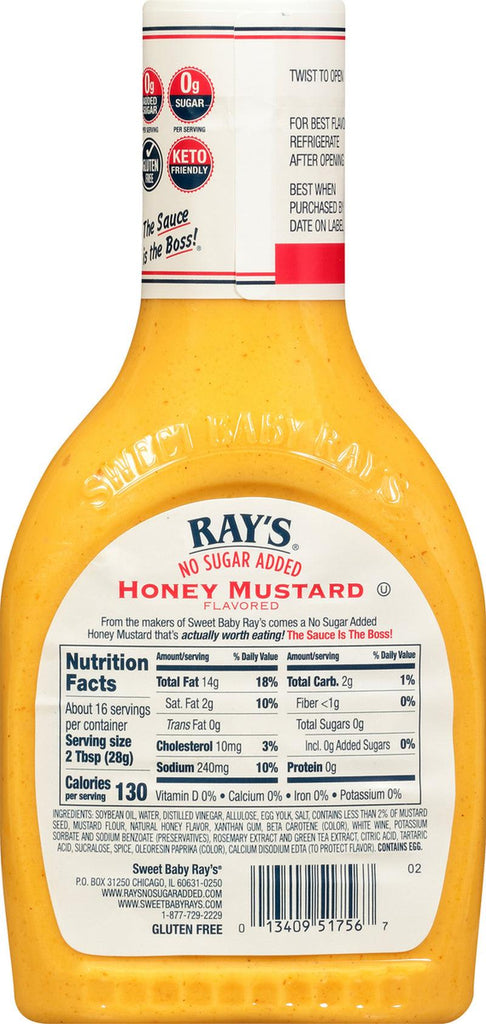 Ray'S No Sugar Added Honey Mustard Dipping Sauce, 16 Fl. Oz.