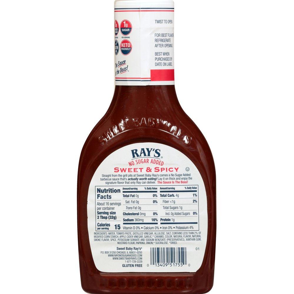 Ray'S No Sugar Added Sweet & Spicy Barbecue Sauce 18.5 Oz.