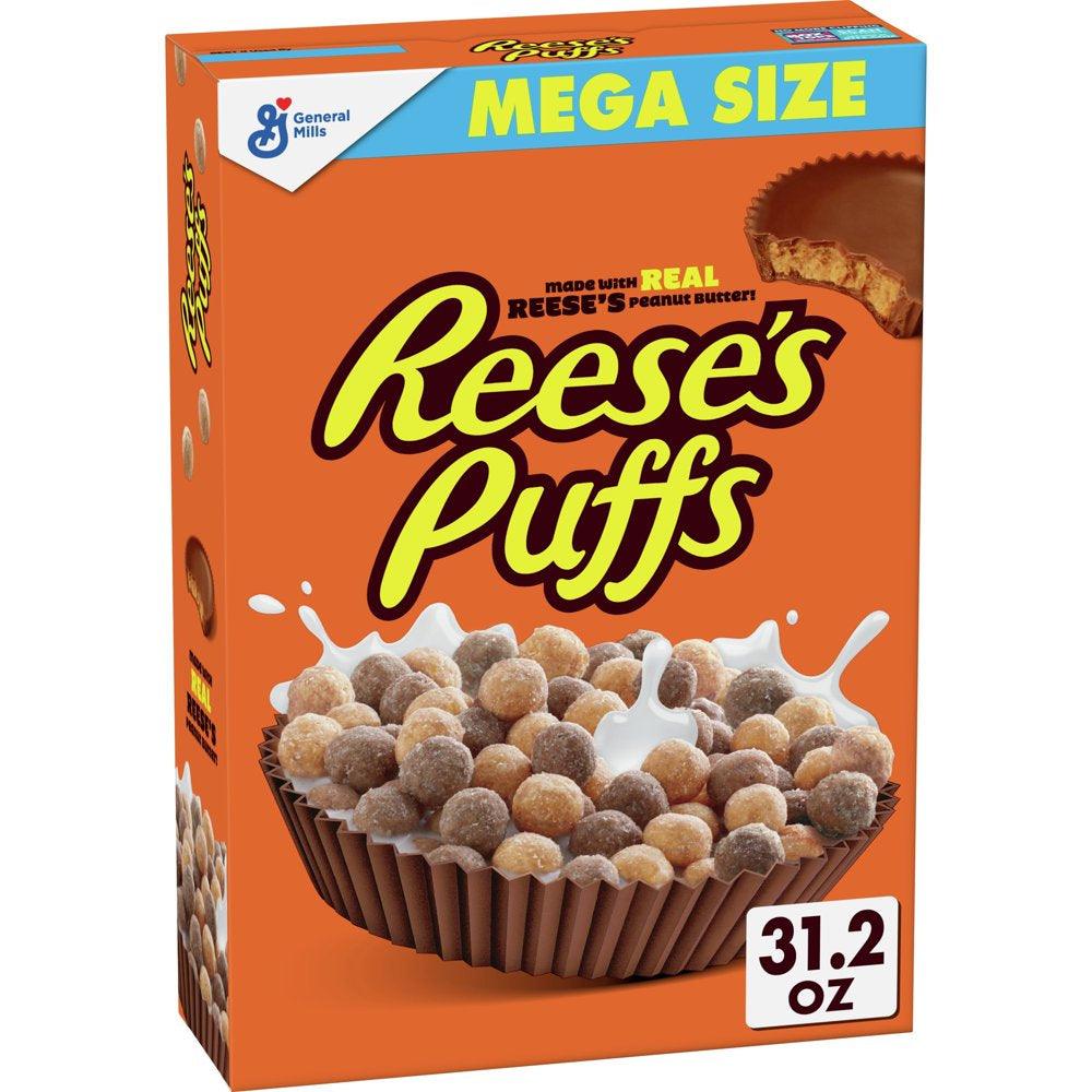 Reese'S Puffs, Chocolatey Peanut Butter Cereal, 31.2 OZ Mega Size Box