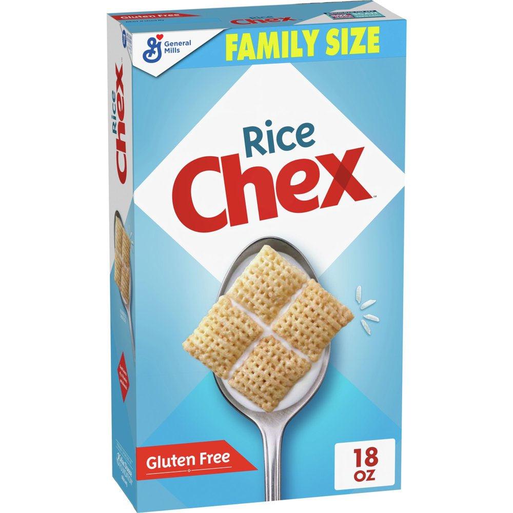 Rice Chex, Gluten Free Breakfast Cereal, Made with Whole Grain, Family Size, 18 Oz