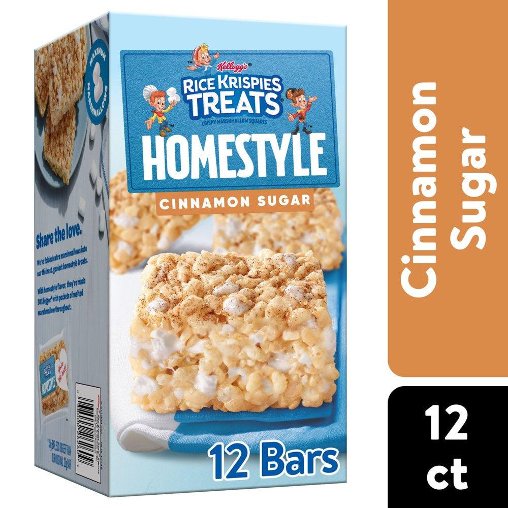 Rice Krispies Treats Homestyle Marshmallow Snack Bars, Kids Snacks, School Lunch, Cinnamon Sugar, 12 Ct, 13.96 Oz Box