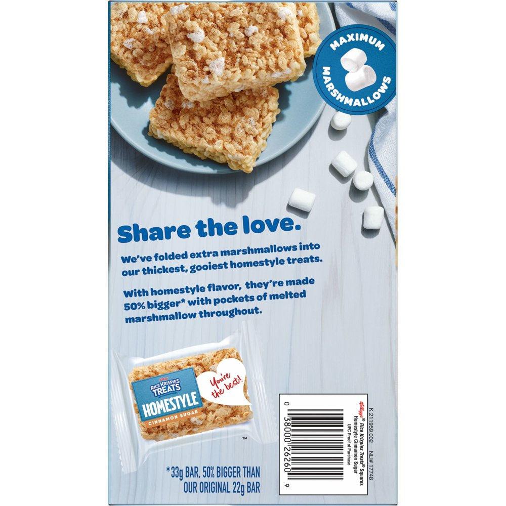 Rice Krispies Treats Homestyle Marshmallow Snack Bars, Kids Snacks, School Lunch, Cinnamon Sugar, 12 Ct, 13.96 Oz Box