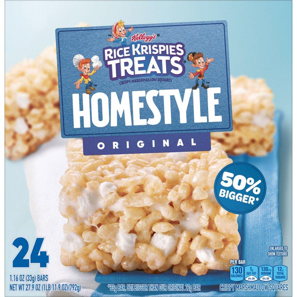 Rice Krispies Treats Homestyle Original Chewy Marshmallow Snack Bars, 27.9 Oz, 24 Count