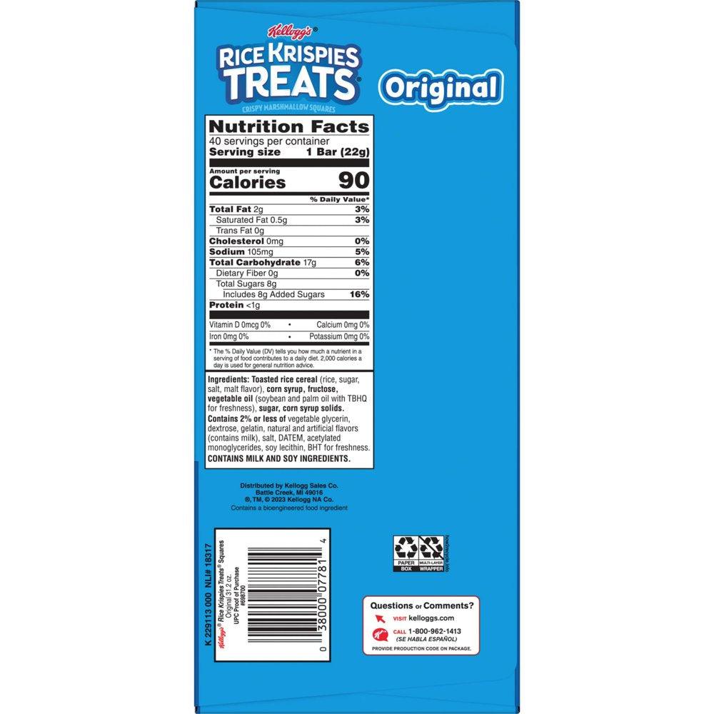 Rice Krispies Treats Original Chewy Crispy Marshmallow Squares, 31.2 Oz, 40 Count