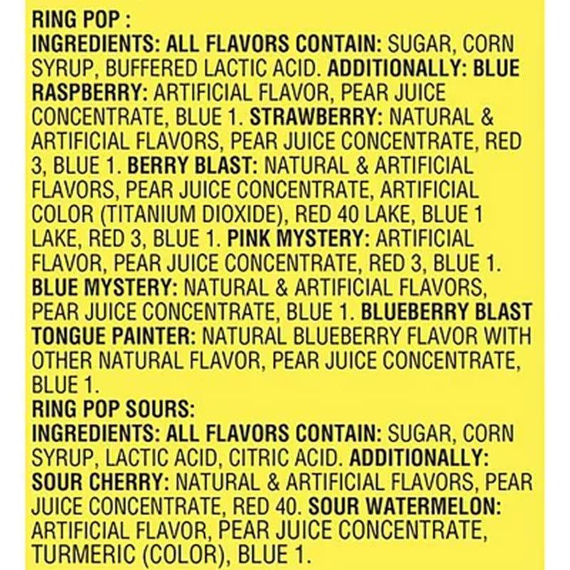 Ring Pop Assorted Flavors Lollipops Candy Tub Bulk Variety Pack (0.5 Oz., 44 Ct.)